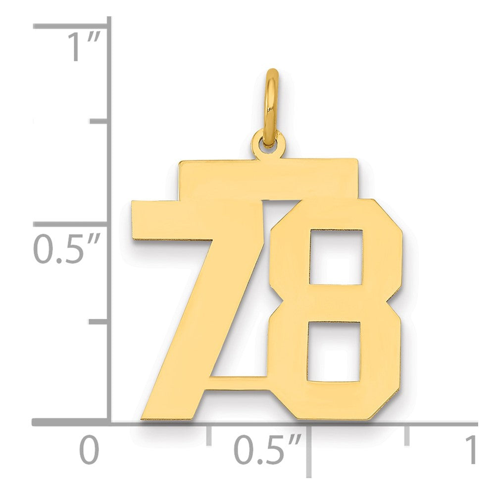 14K Gelbgold 14K Mittel Poliert Zahl 78 Charm
