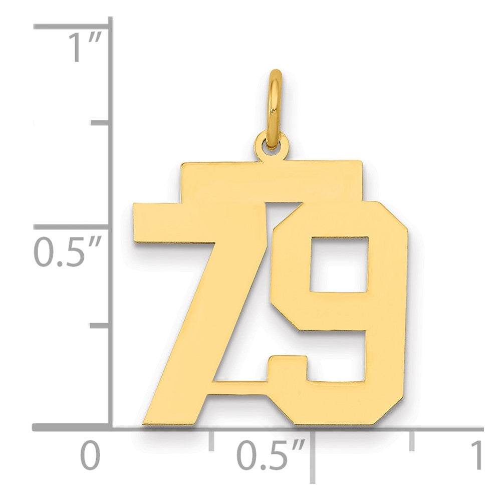 14K Gelbgold Mittel Poliert Zahl 79 Charm