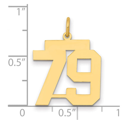 14K Gelbgold Mittel Poliert Zahl 79 Charm