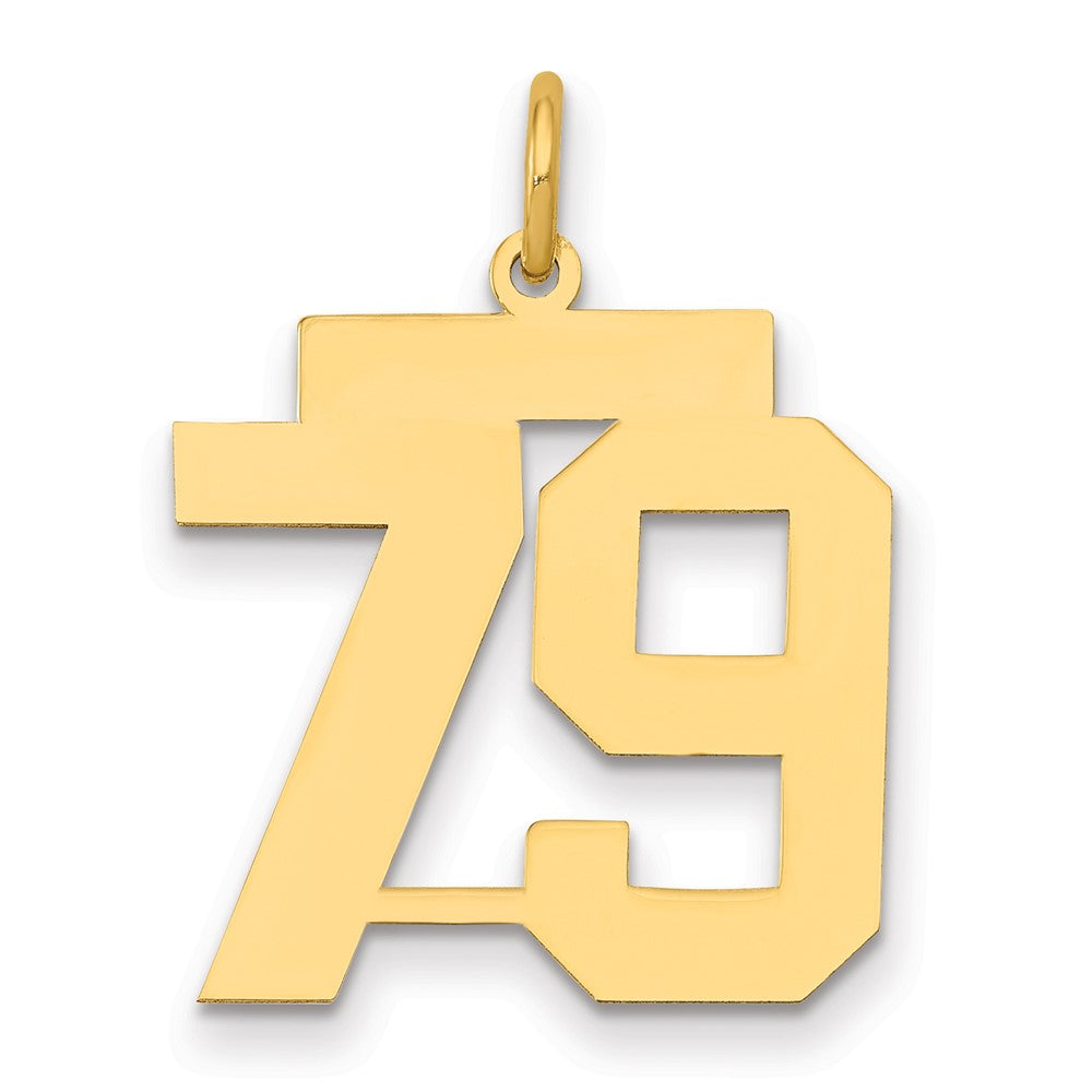 14K Gelbgold Mittel Poliert Zahl 79 Charm