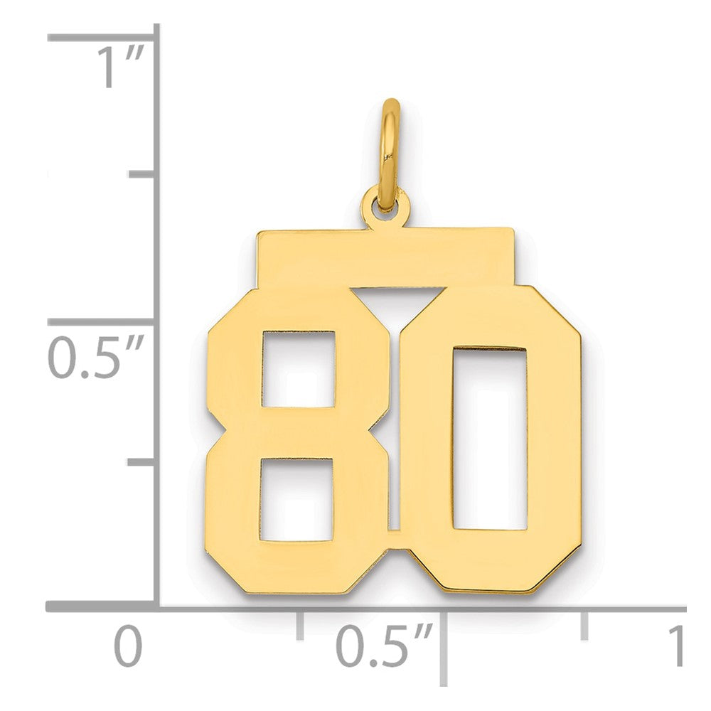 14K Gelbgold Mittel Poliert Zahl 80 Charm
