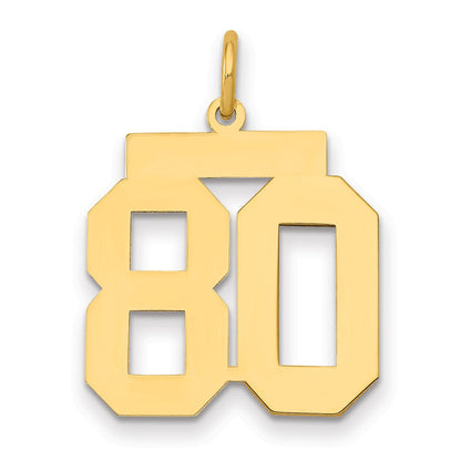14K Gelbgold Mittel Poliert Zahl 80 Charm