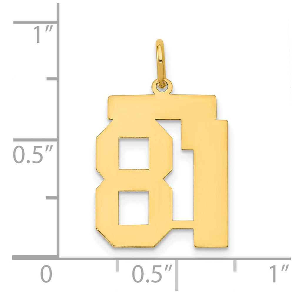 14K Gelbgold Mittel Poliert Zahl 81 Charm