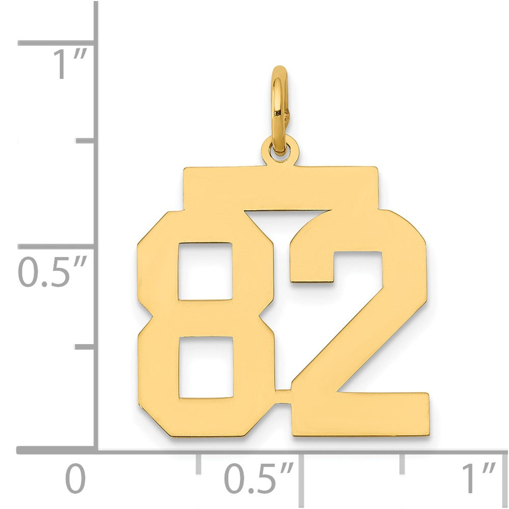 14K Gelbgold Mittel Poliert Zahl 82 Charm