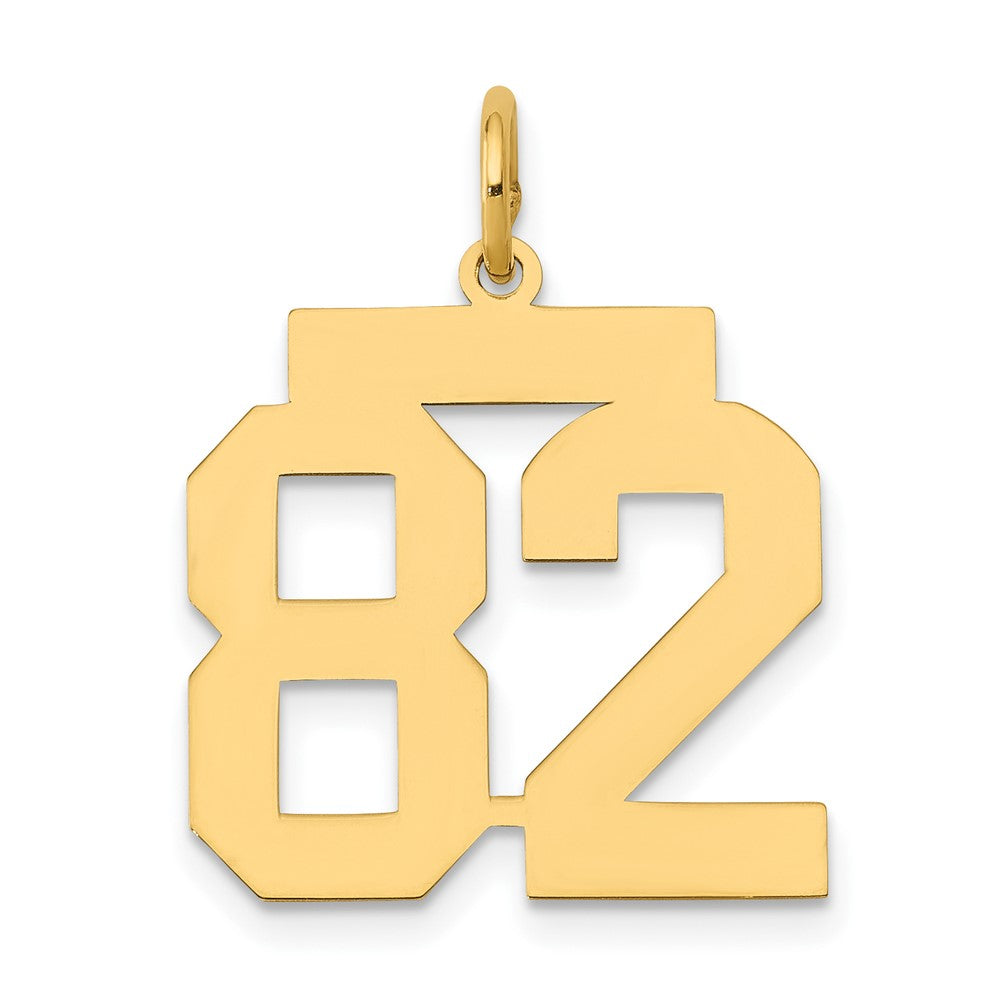 14K Gelbgold Mittel Poliert Zahl 82 Charm