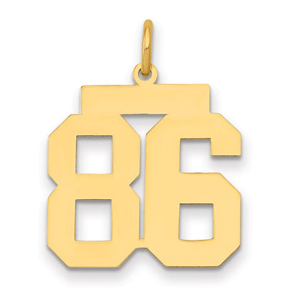14K Gelbgold Mittel Poliert Zahl 86 Charm