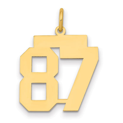 14K Gelbgold Mittel Poliert Zahl 87 Charm