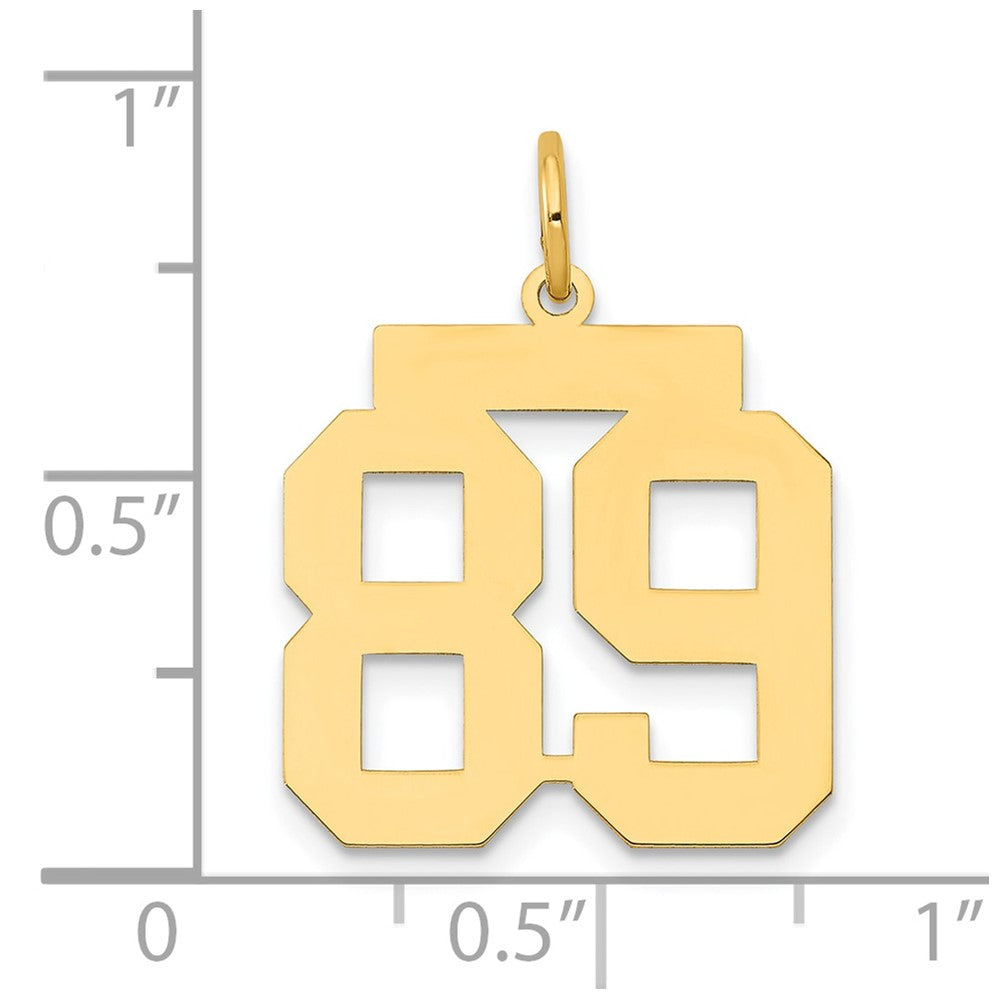 14K Gelbgold Mittel Poliert Zahl 89 Charm