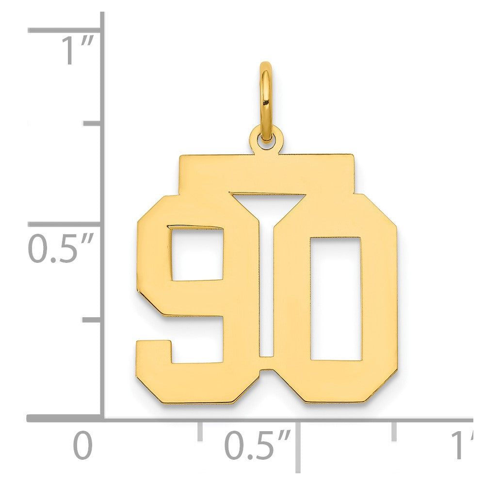 14K Gelbgold Mittel Poliert Zahl 90 Charm