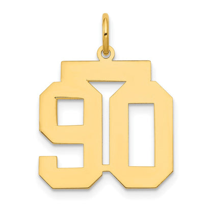 14K Gelbgold Mittel Poliert Zahl 90 Charm