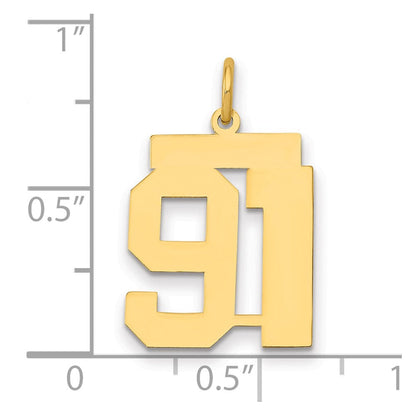 14K Gelbgold Mittel Poliert Zahl 91 Charm