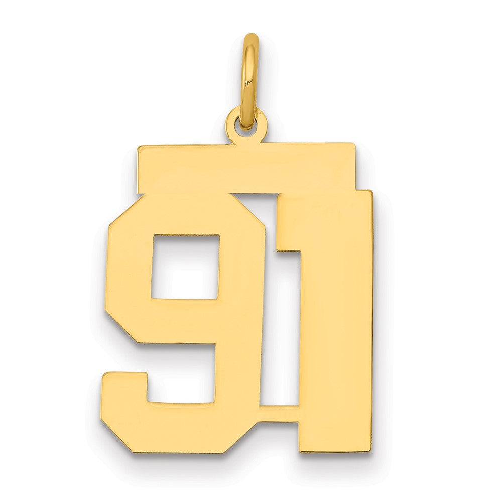 14K Gelbgold Mittel Poliert Zahl 91 Charm