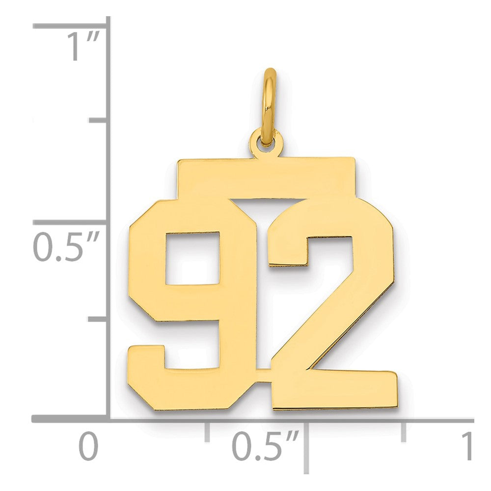 14K Gelbgold Mittel Poliert Zahl 92 Charm