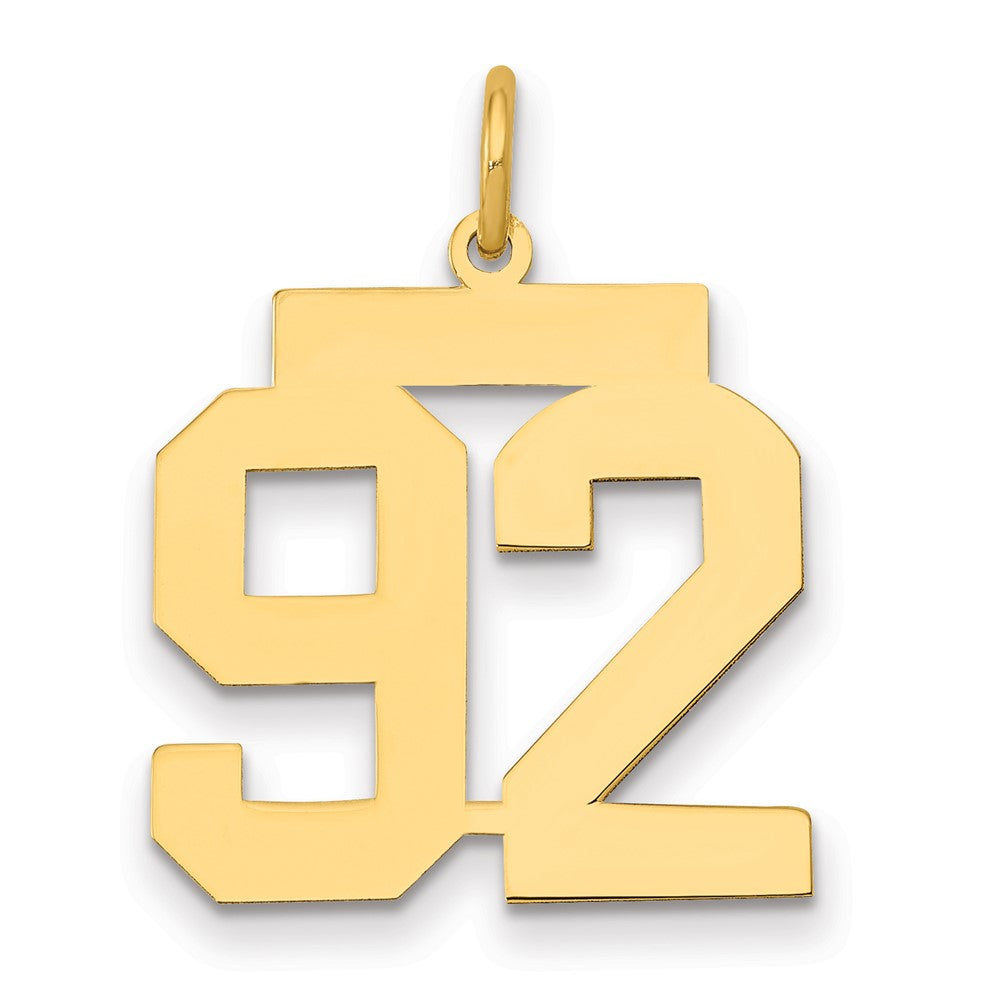14K Gelbgold Mittel Poliert Zahl 92 Charm