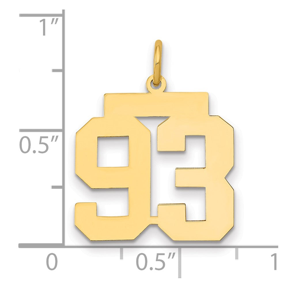 14K Gelbgold Mittel Poliert Zahl 93 Charm