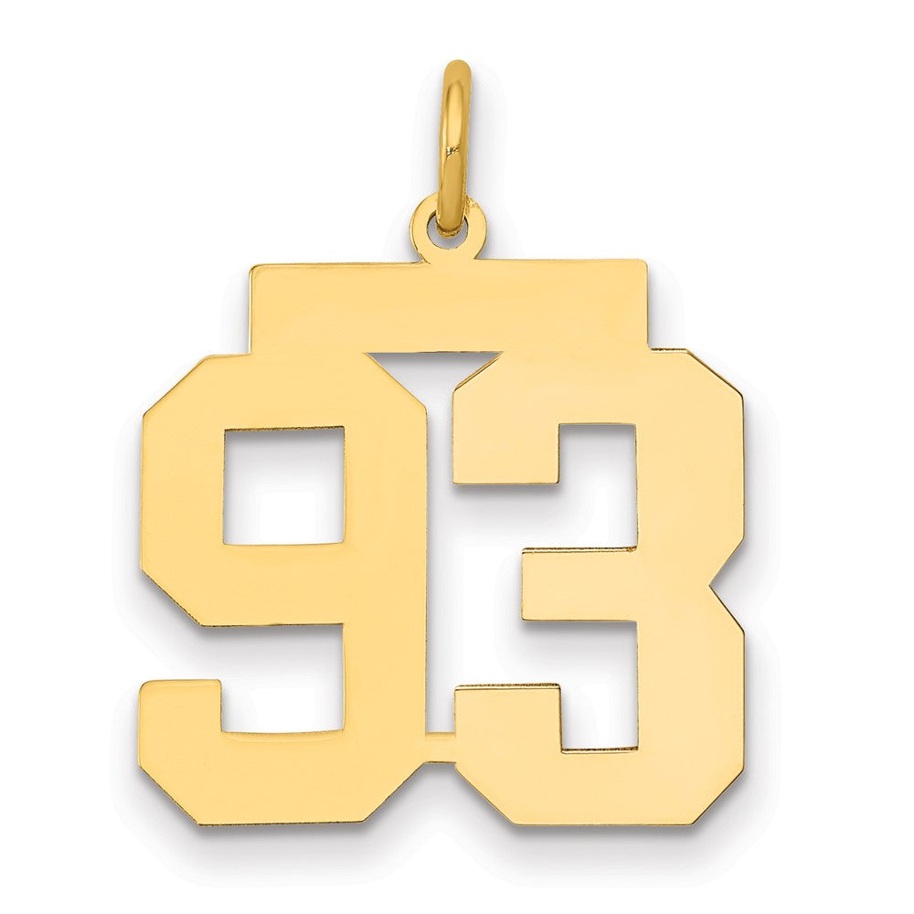 14K Gelbgold Mittel Poliert Zahl 93 Charm