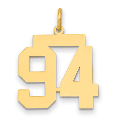 14K Gelbgold Mittel Poliert Zahl 94 Charm