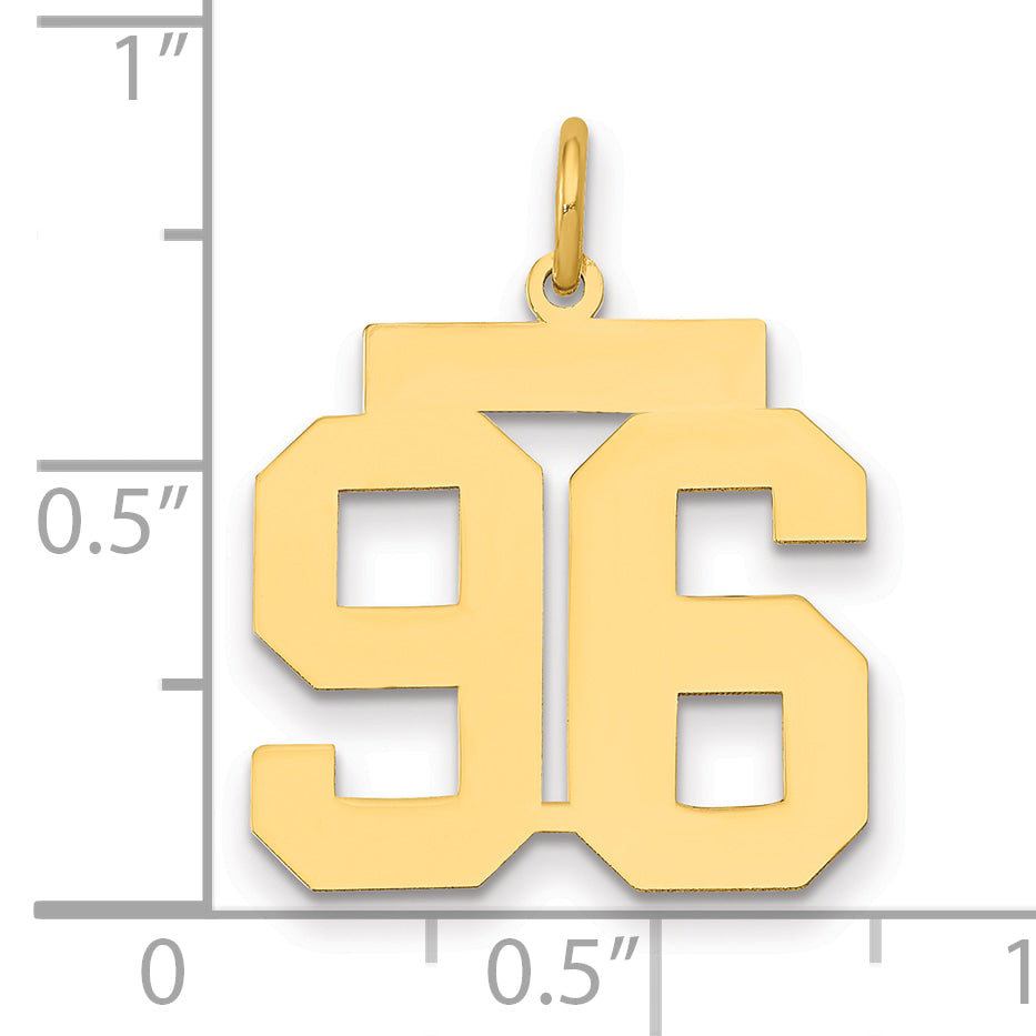 14K Gelbgold 14K Mittel Poliert Zahl 96 Charm