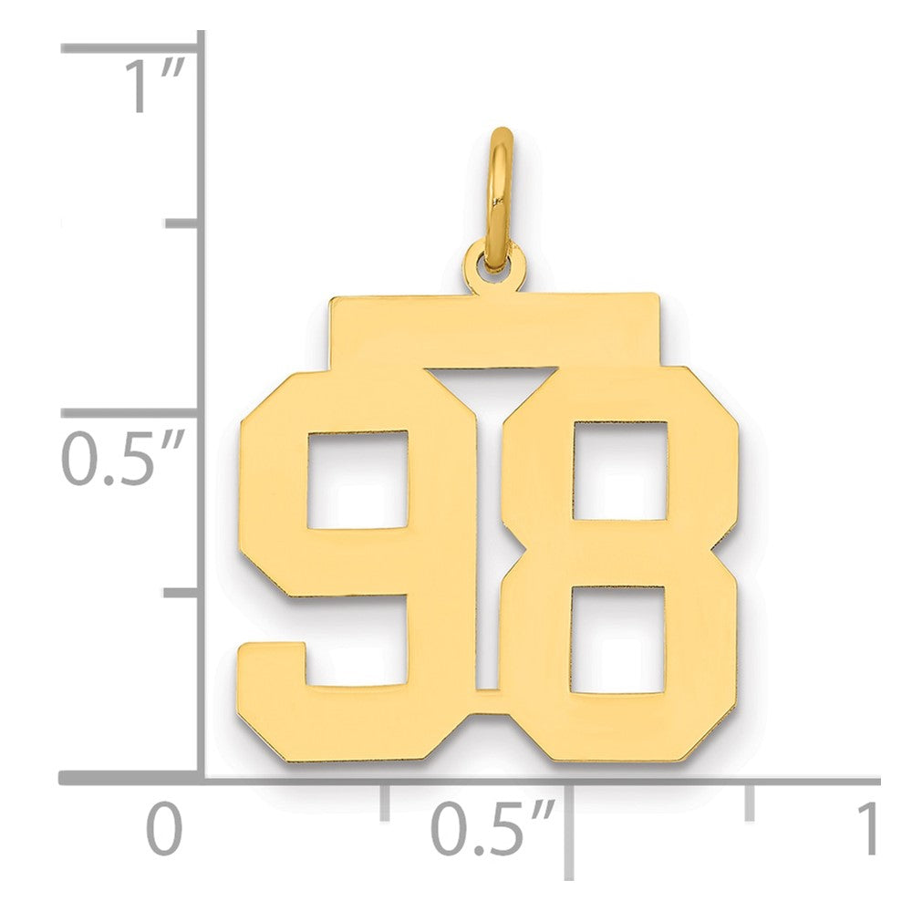 14K Gelbgold Mittel Poliert Zahl 98 Charm