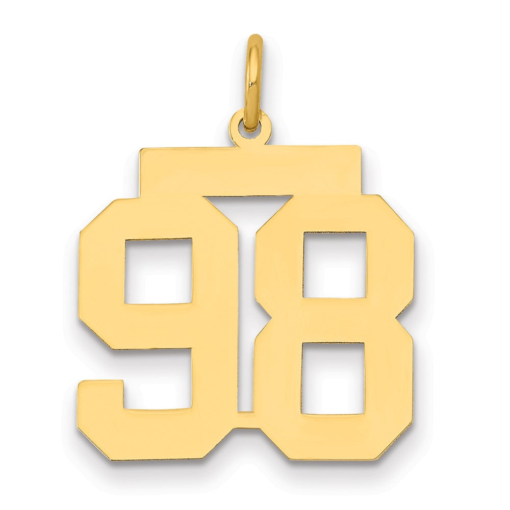 14K Gelbgold Mittel Poliert Zahl 98 Charm