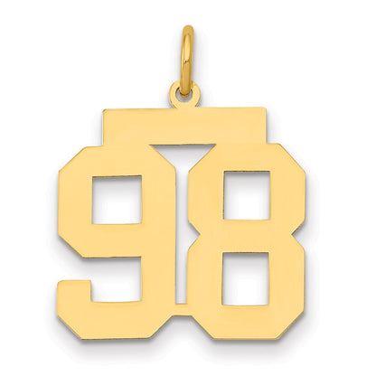 14K Gelbgold Mittel Poliert Zahl 98 Charm