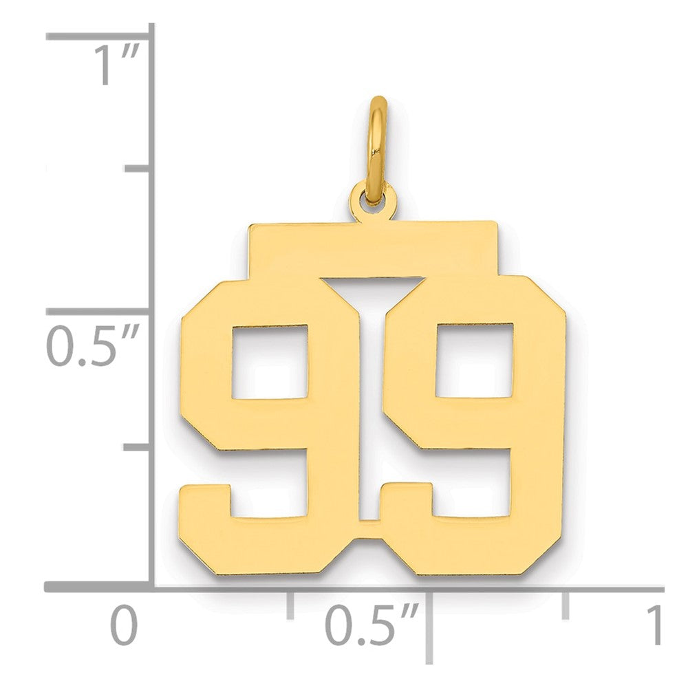 14K Gelbgold Mittel Poliert Zahl 99 Charm
