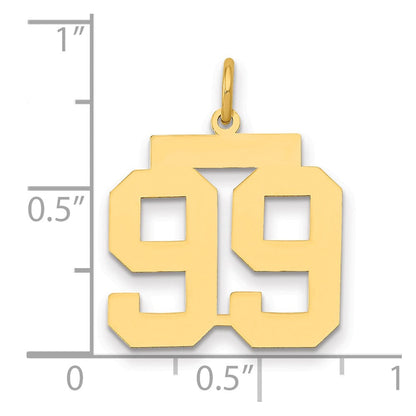 14K Gelbgold Mittel Poliert Zahl 99 Charm