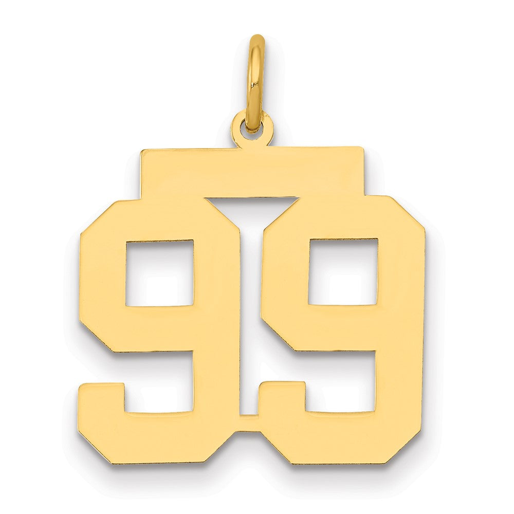 14K Gelbgold Mittel Poliert Zahl 99 Charm