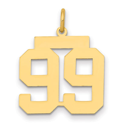 14K Gelbgold Mittel Poliert Zahl 99 Charm