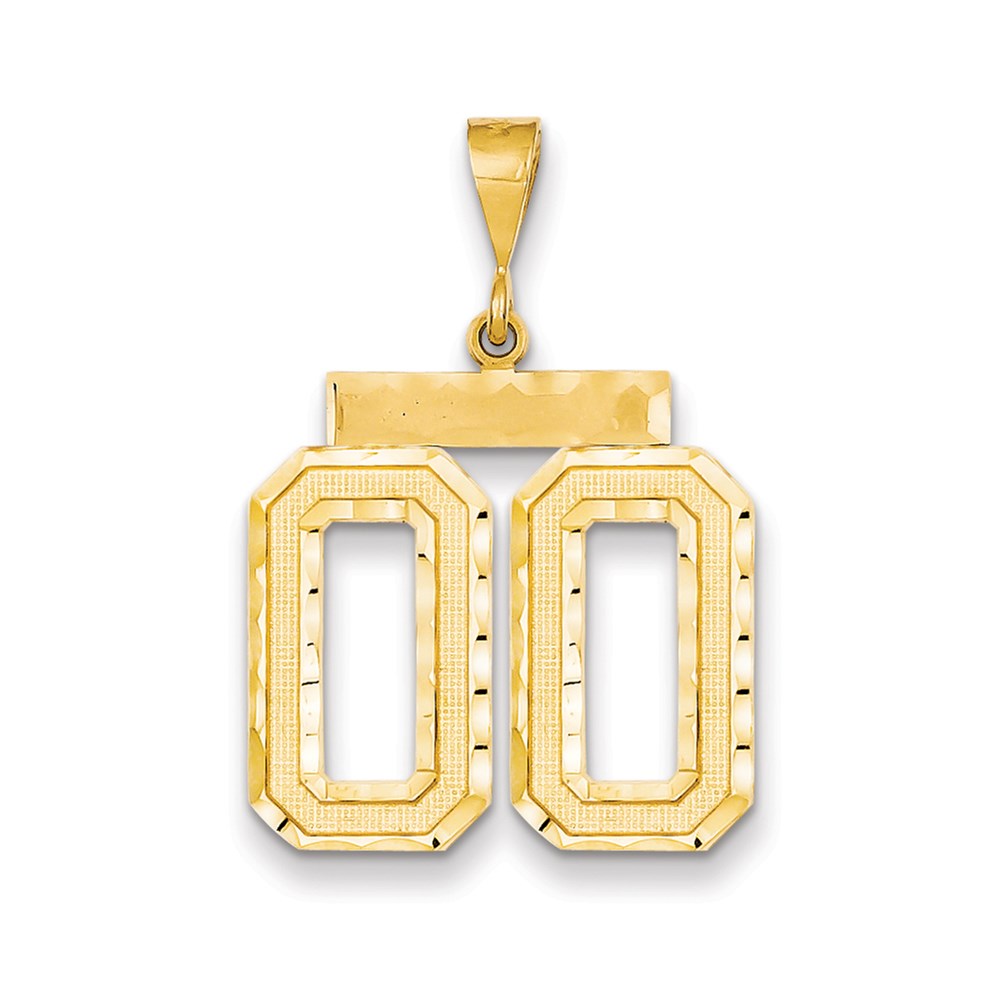 14K Gelbgold großer diamantgeschliffener Charm mit Zahl "00" oben