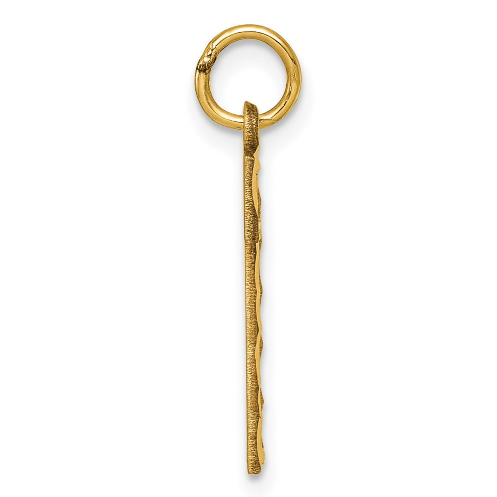 14K Gelbgold 14K Groß Gebürstet Diamantiert Zahl 1 Charm