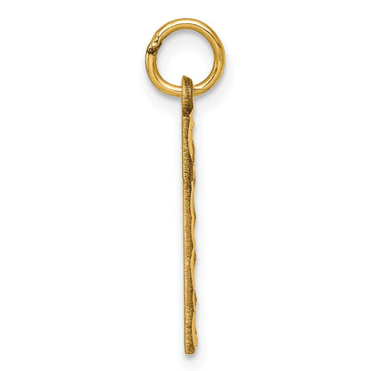 14K Gelbgold 14K Groß Gebürstet Diamantiert Zahl 1 Charm