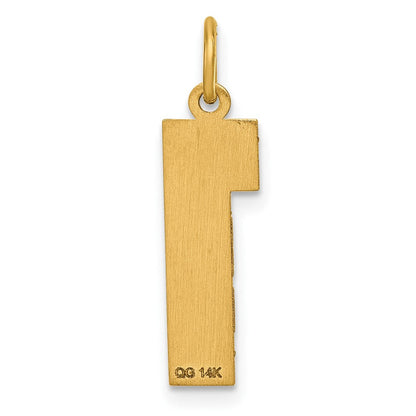 14K Gelbgold 14K Groß Gebürstet Diamantiert Zahl 1 Charm