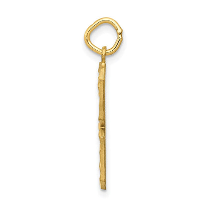 Großer gebürsteter, diamantgeschliffener Zahl-3-Charm aus 14K Gelbgold