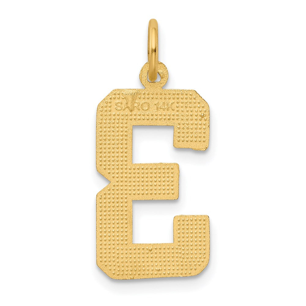 Großer gebürsteter, diamantgeschliffener Zahl-3-Charm aus 14K Gelbgold