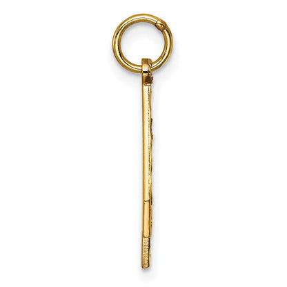 14K Gelbgold Großer Gebürsteter Diamantierter Zahl-4-Charm