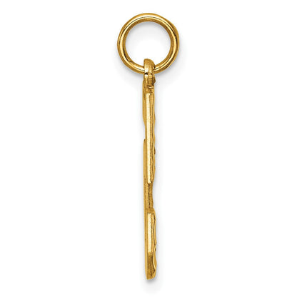14K Gelbgold großer gebürsteter Charm mit Diamantschliff „Zahl 5“