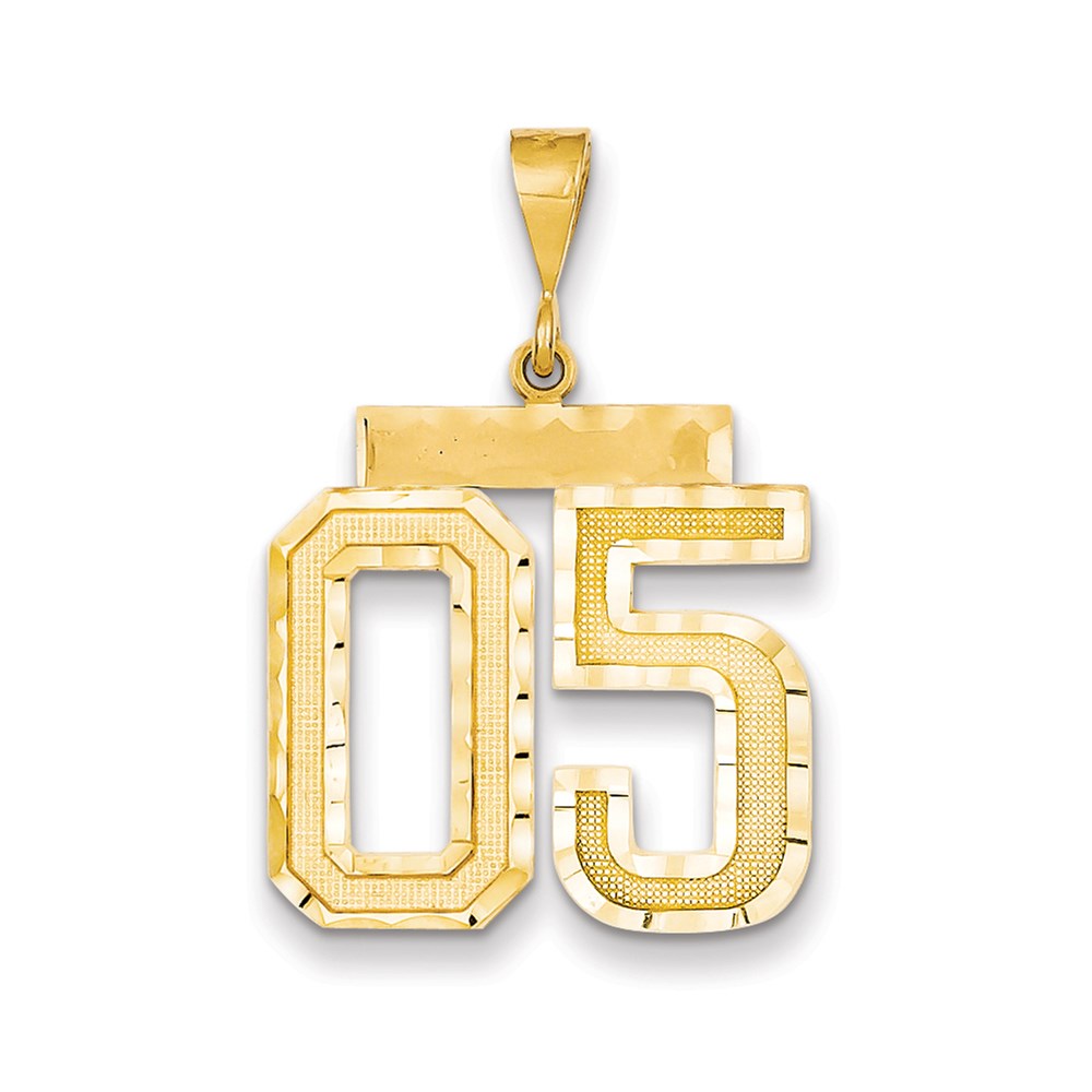 14K Gelbgold großer diamantgeschliffener Charm „Zahl 05“