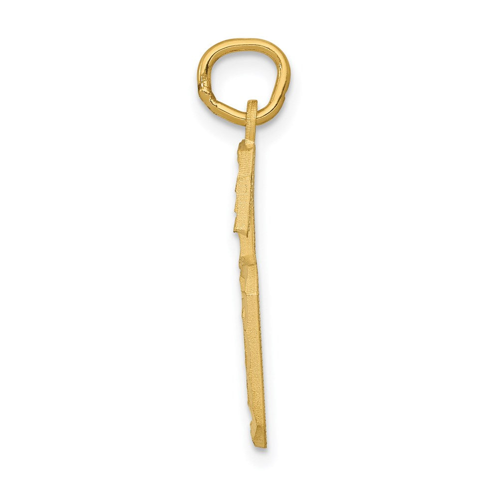 14K Gelbgold großer gebürsteter Charm mit Diamantschliff „Zahl 6“