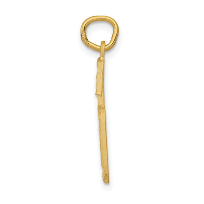 14K Gelbgold großer gebürsteter Charm mit Diamantschliff „Zahl 6“