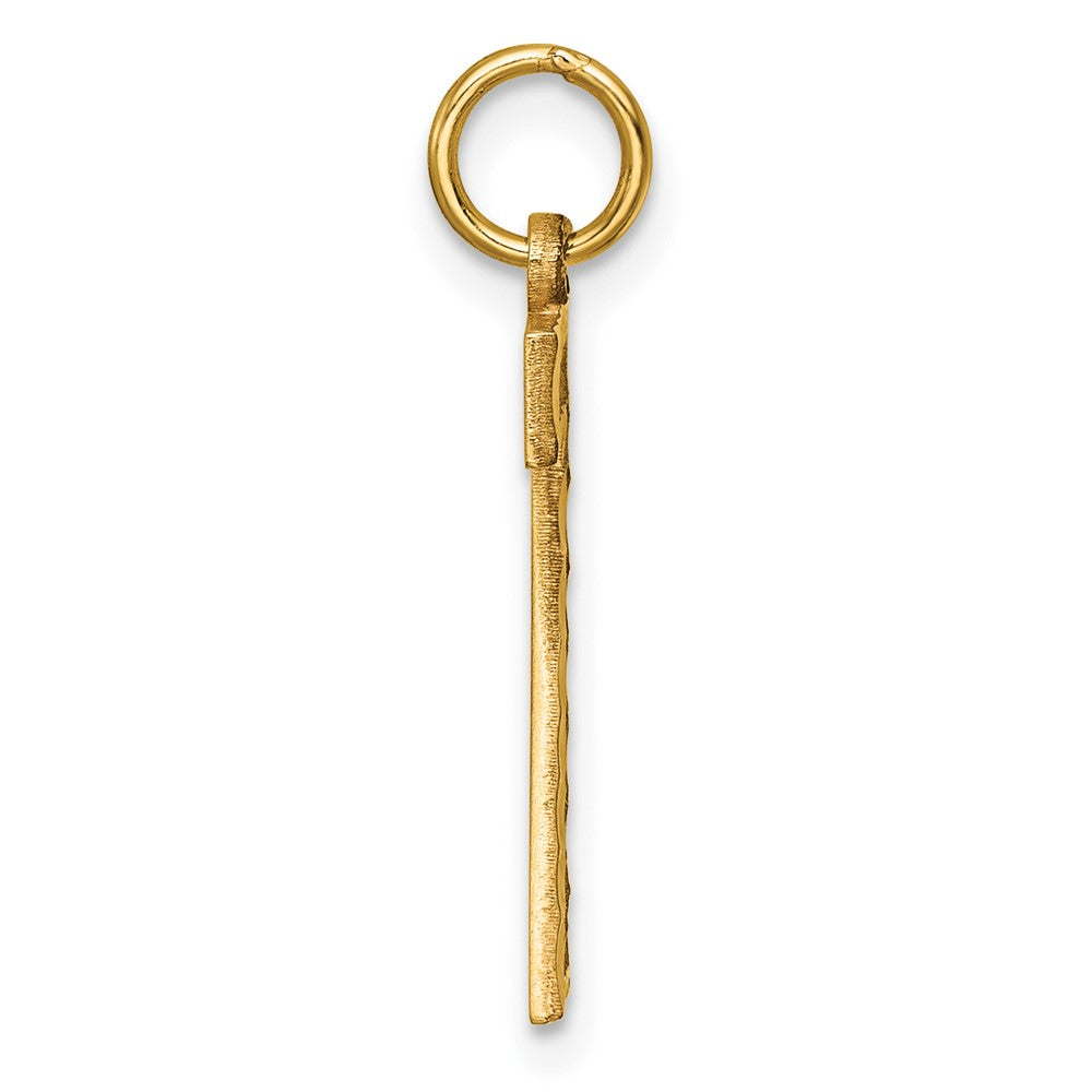 14K Gelbgold 14K Groß Gebürstet Diamantiert Zahl 7 Charm