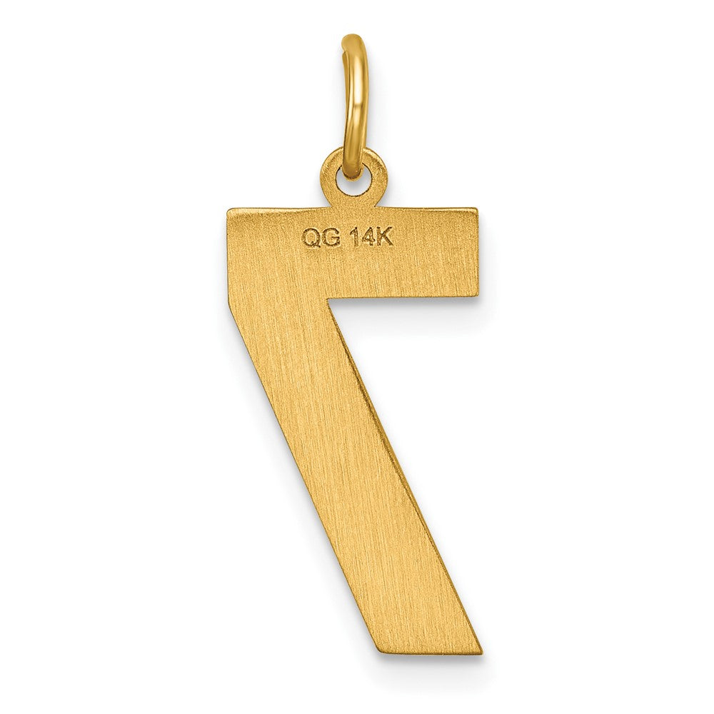 14K Gelbgold 14K Groß Gebürstet Diamantiert Zahl 7 Charm