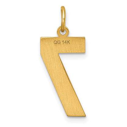 14K Gelbgold 14K Groß Gebürstet Diamantiert Zahl 7 Charm