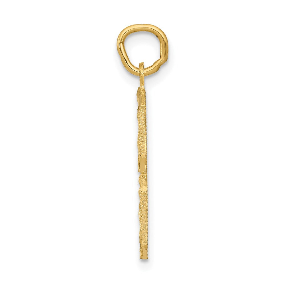 14K Gelbgold großer gebürsteter Charm mit Diamantschliff „Zahl 8“