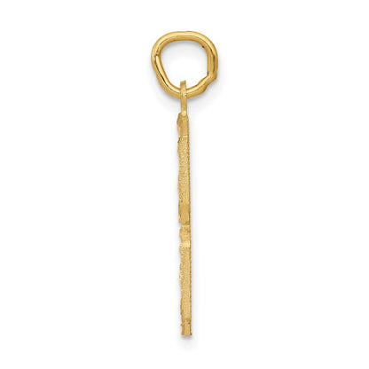 14K Gelbgold großer gebürsteter Charm mit Diamantschliff „Zahl 8“