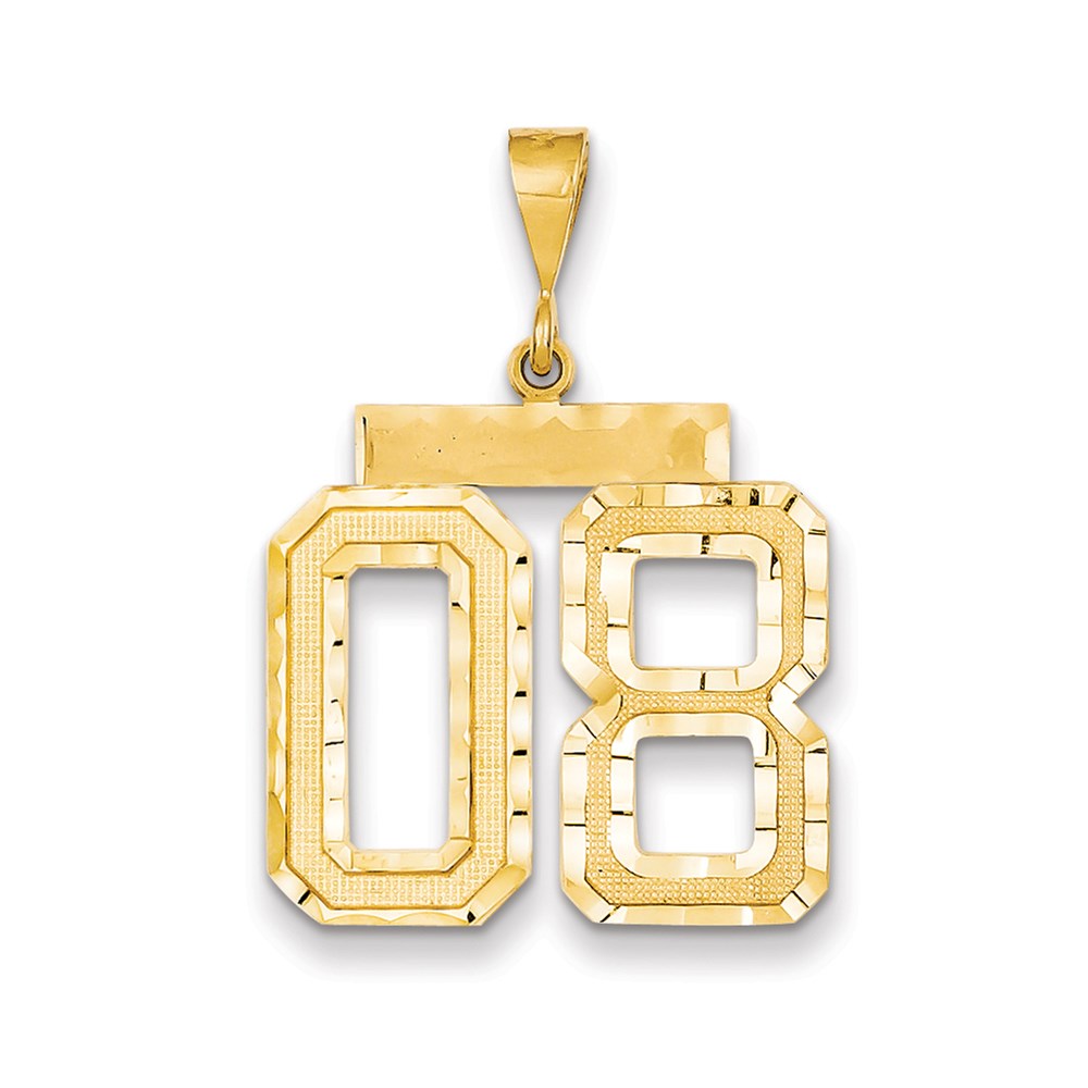 14K Gelbgold großer Charm mit diamantierter Zahl 08 obenauf