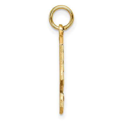 14K Gelbgold Großer Gebürsteter Diamantgeschliffener Zahl-9-Charm