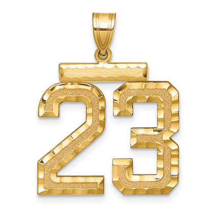 14K Gelbgold Großer Gebürsteter Diamantgeschliffener Charm „Nummer 23