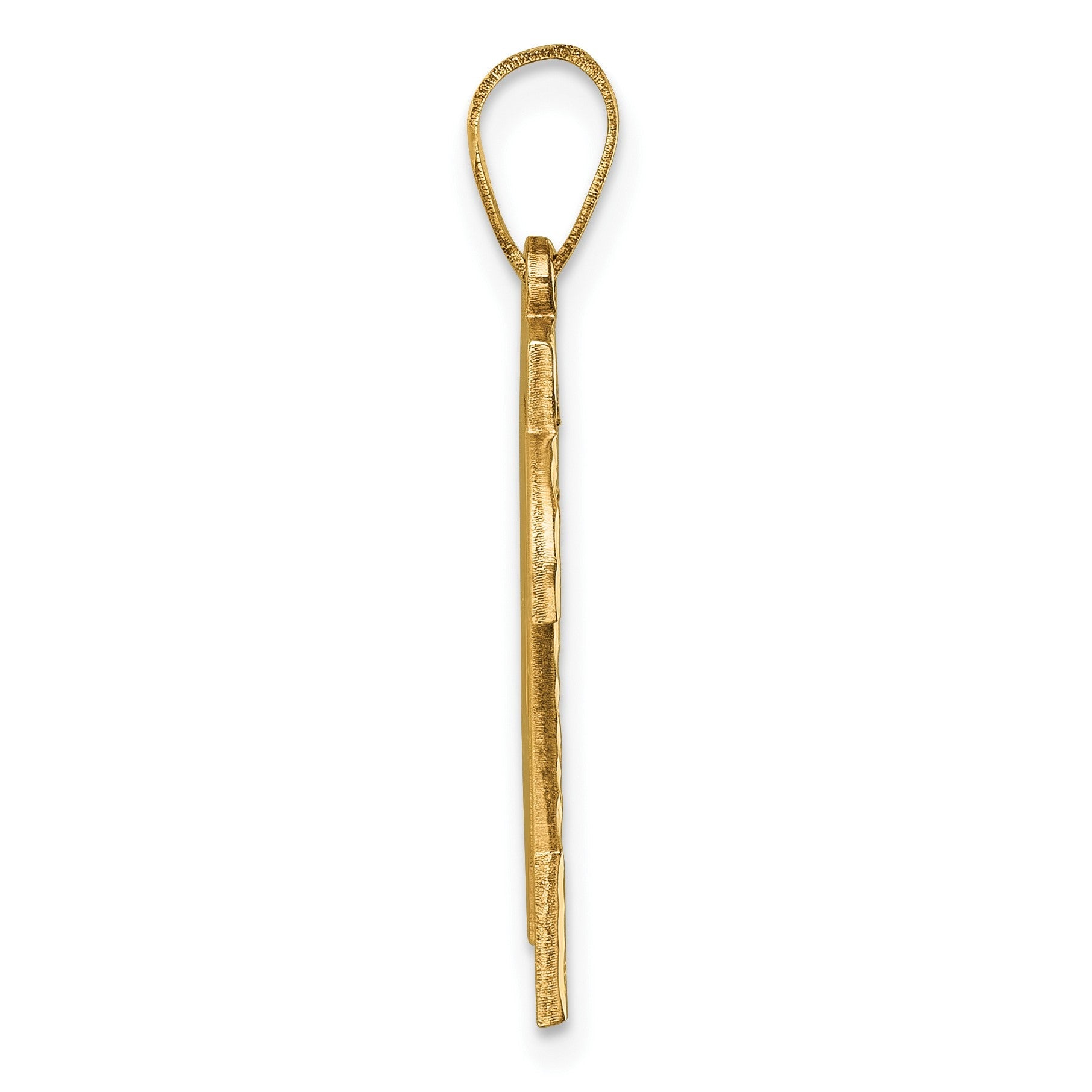 14K Gelbgold großer gebürsteter Diamantschliff-Charm Zahl 24