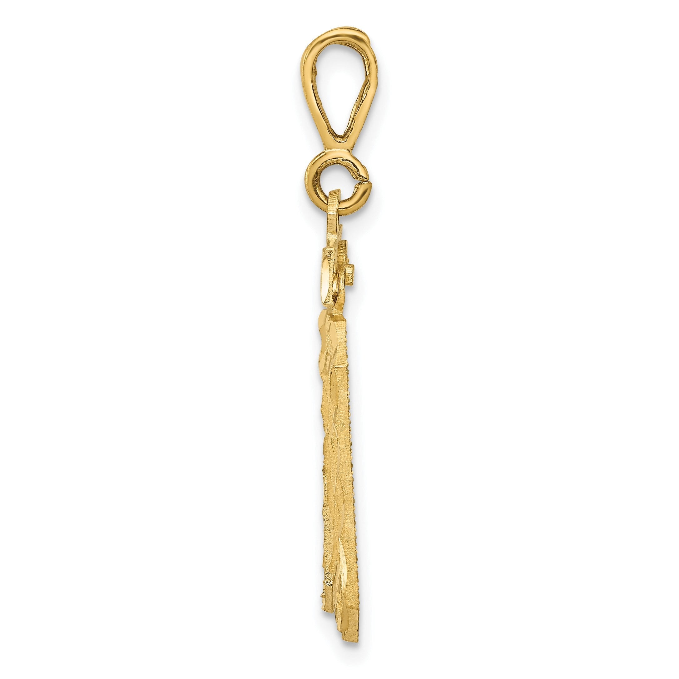 14K Gelbgold großer gebürsteter Charm mit Diamantschliff „Zahl 30